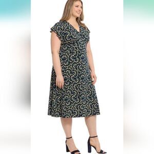 London Times Navy Floral Dress